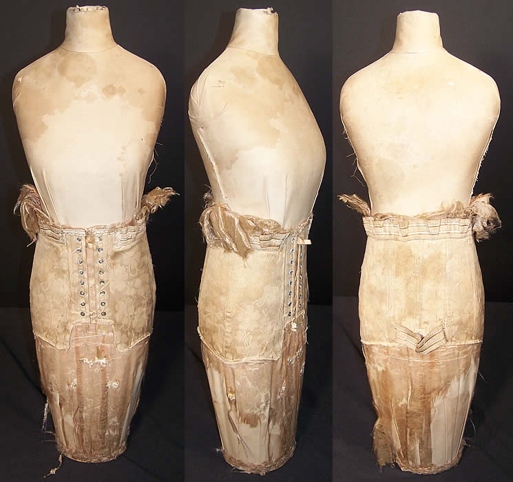 Salesman Sample Dress Form Pink Silk Corset Girdle  Front view.