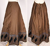 Victorian Brown Cotton Blue Quilted Velvet Petticoat Skirt