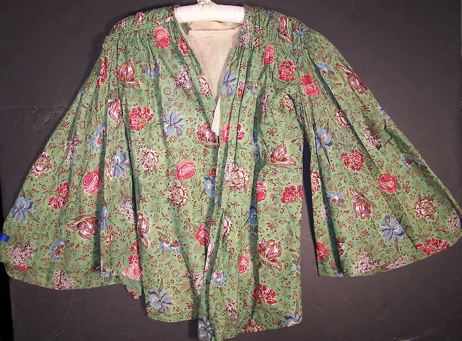 Antique Botanical Green Chintz Roller Print Shirt Jacket front view