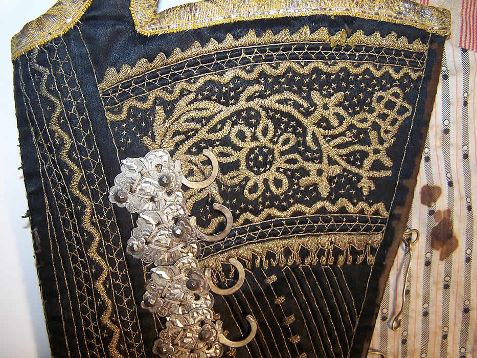 Antique Alsace France Folk Costume Corset Corselet Vest side view.