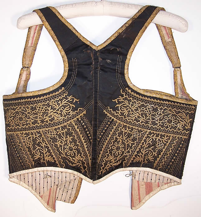 Antique Alsace France Folk Costume Corset Corselet Vest Close up.