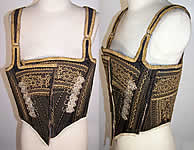 Antique Alsace France Folk Costume Corset Corselet Vest