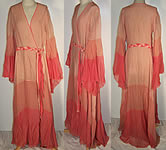 Art Deco Pink Silk Chiffon Boudoir Dressing Gown Robe