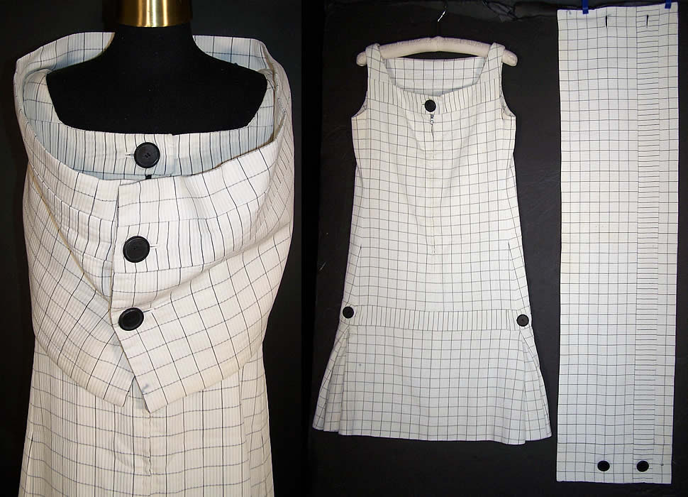 Vintage Lillie Rubin Mod Checked Drop Waist Dress Wrap Front View.