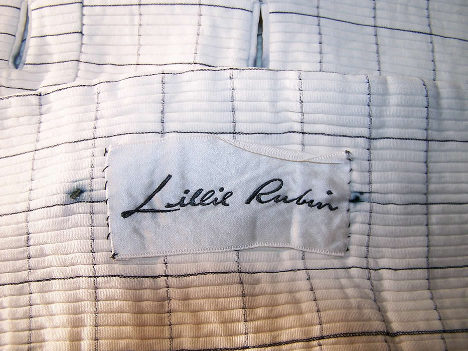 Vintage Lillie Rubin Mod Checked Drop Waist Dress Wrap Close up.