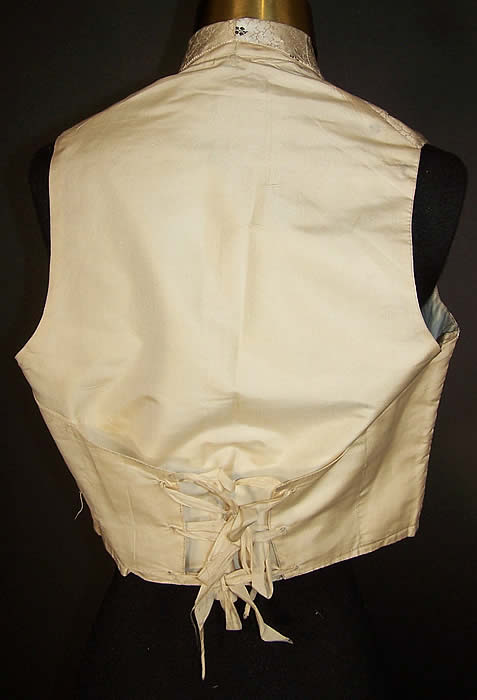 Victorian Gentlemen's Silk Brocade Wedding Waistcoat Vest back view