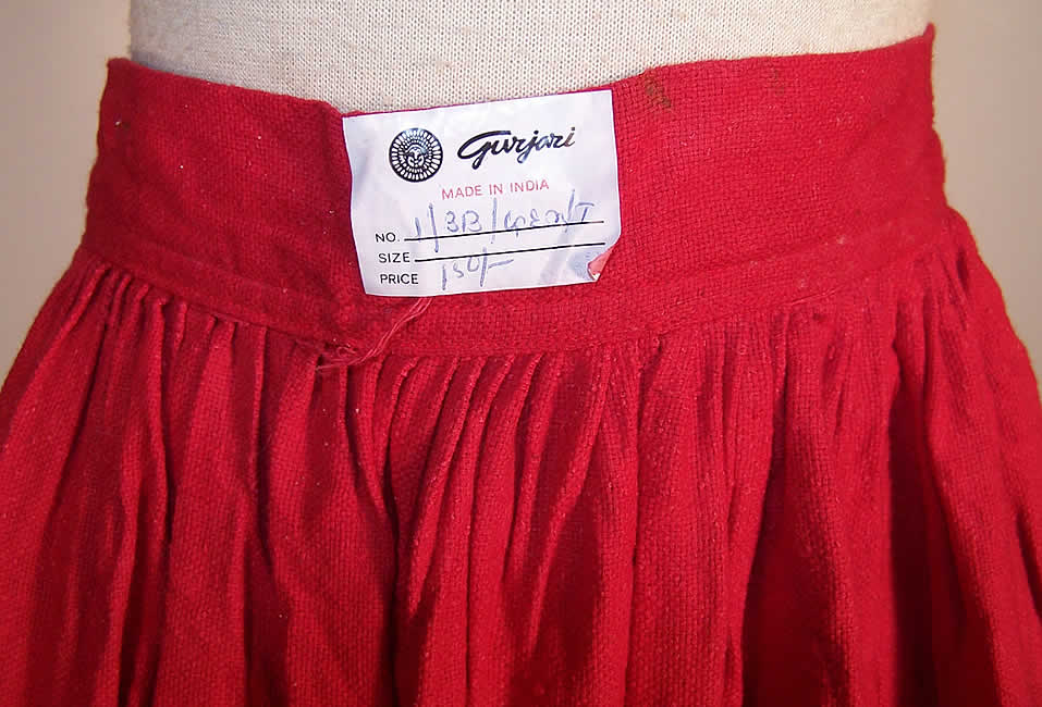 Indian Gujarati Pakistan Pakko Embroidery Mirror Skirt Close up.
