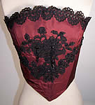 Red Silk Black Beaded Lace Corset Camisole Bustier Top