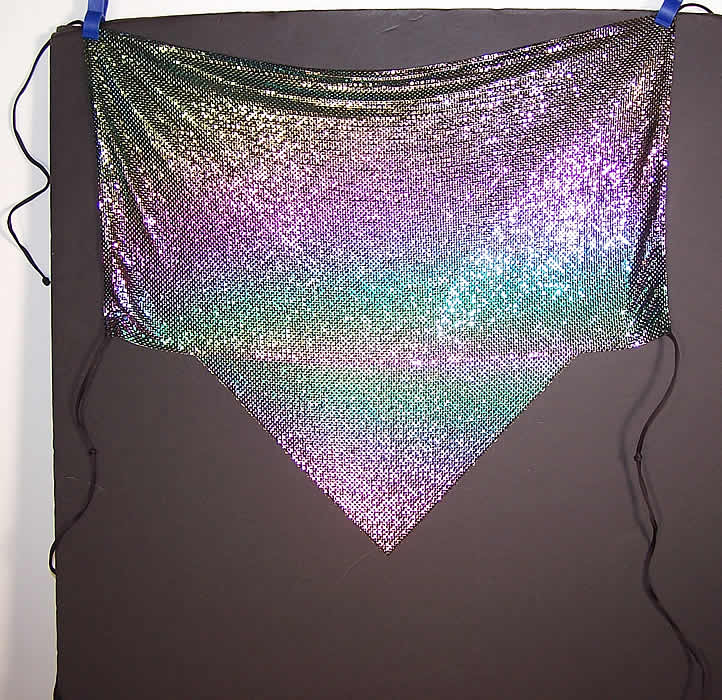 Vintage Pewter Silver Metal Mesh Chain Mail Halter Top Flat view.