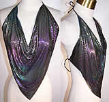 Vintage Pewter Silver Metal Mesh Chain Mail Halter Top