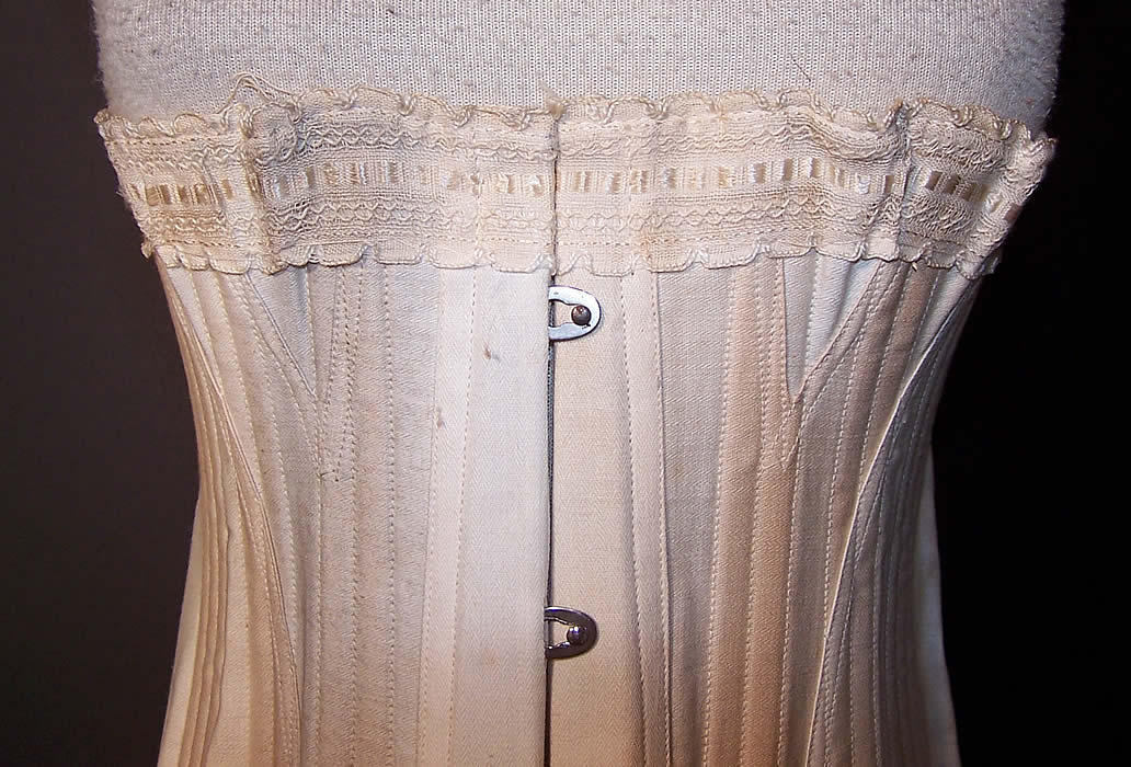 Edwardian R&G B448 White Coutil Longline Corset Garters Top View.
