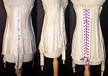 Edwardian R&G B448 White Coutil Longline Corset Garters