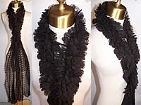 Victorian Black Chantilly Lace Pleated Gathered Neck Ruffle Lappet Collar Stole