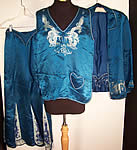 Blue Silk Asian Dragon Pajamas Lounge Set