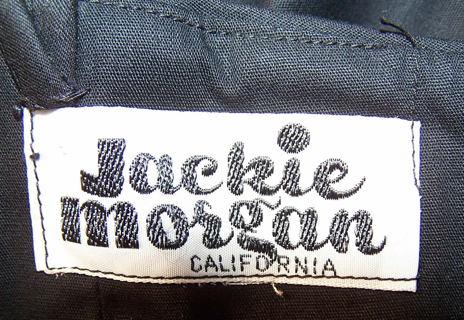 Vintage Jackie Morgan California Yellow Rose Applique Circle Skirt Dress label close up.