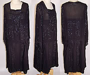 Silk Chiffon Beaded Flower Flapper Dress Kimono Sleeve