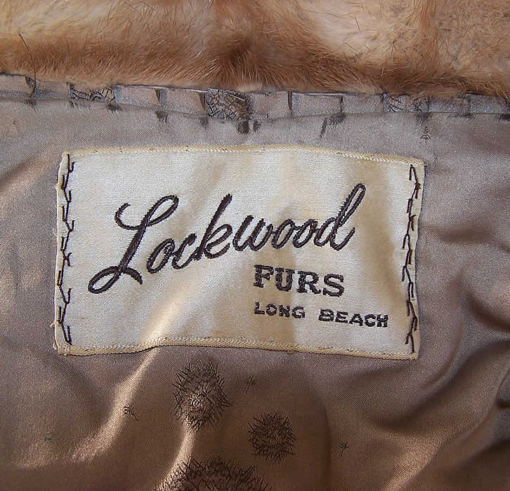 Vintage Lockwood Furs Pastel Blonde Brown Mink Fur Cape Shawl Stole Wrap label close up