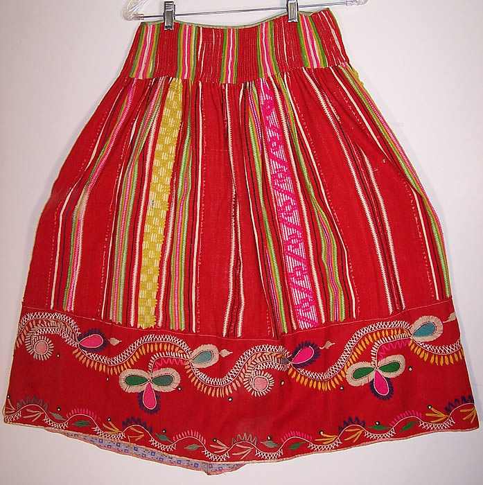 Vintage Portuguese Folk Costume Embroidered Wool Vest Skirt Apron