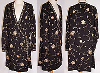 lack Silk Ecru Chain Stitch Embroidered Robe Dress