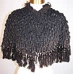 Black Silk Tassel Jet Beaded Mantle Cape Capelet Cloak