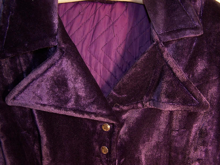 Vintage Purple Plush Velvet Mod Disco Pimp Leisure Suit Belted Jacket 