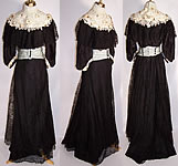 Black Chantilly & White Lace Rosette Ball Dress