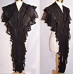 Paris Label Victorian Black Chantilly Lace Silk Applique Lappet Cape Stole