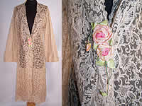 Tambour Embroidery Lace Rosette Negligee Peignoir Robe