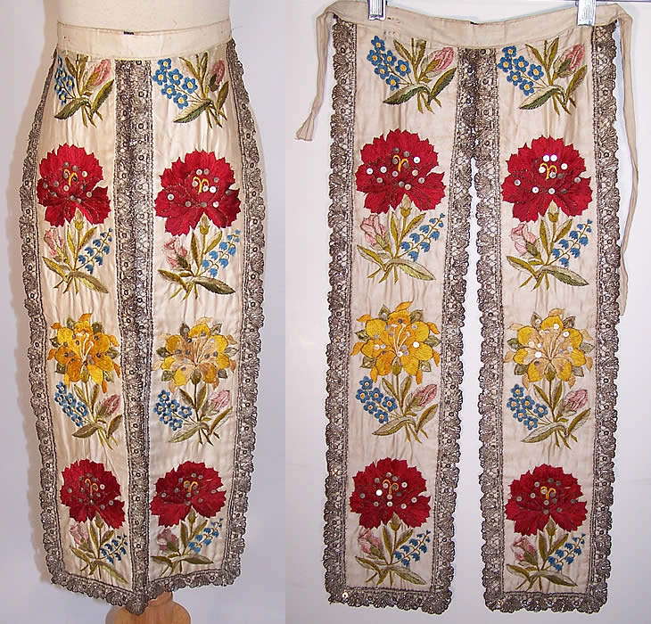 Vintage Czech Bohemian Kroje Folk Costume Silk Embroidered Apron Skirt