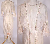 Pink Rose Print Batiste Silk Ribbon Rosette Hobble Skirt Dress