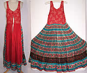 Hungarian Folk Costume Floral Pleated Wool Ribbon Skirt Jumper Pinafore Dress