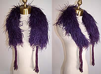 Victorian Purple Ostrich Feather Neck Boa Collar Stole & Tassels
