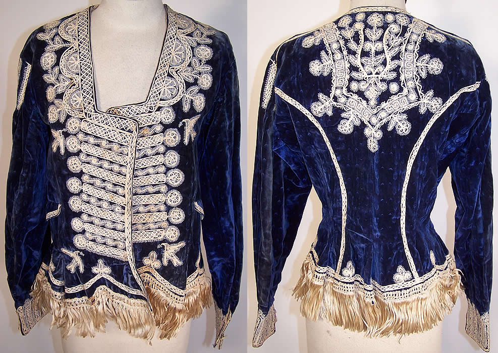 Antique Spanish Conquistador Bolivian Milkmaids Folk Costume Velvet Beaded Jacket