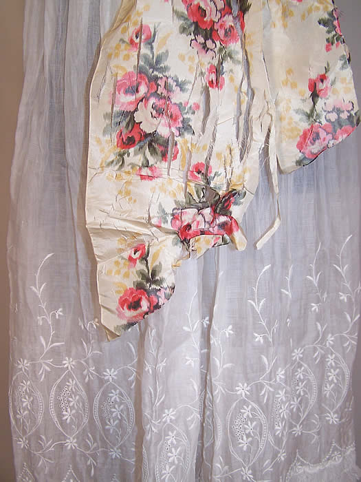 Edwardian Embroidered White Batiste Lawn Lace Wedding Gown Graduation Dress close up