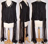 Vintage 1920s Art Deco Black Net Applique Sequin Beaded Blouse Flapper Tunic Top