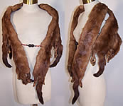 Vintage 1940s Stone Marten Mink Fur Stole Shawl Wrap Boa Cape