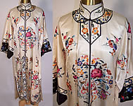 Vintage Chinese Silk Embroidered Auspicious Crane Knot Floral Robe Coat