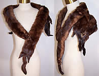Vintage Mahogany Brown Stone Marten Mink Fur Stole Shawl Wrap Boa Cape