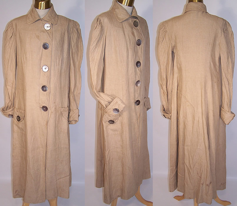 Edwardian Women's Linen Travel Motoring Driving Duster Coat Jacket