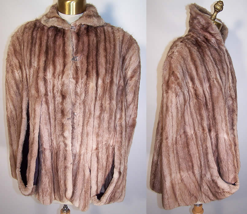 Vintage City Paris San Francisco Muskrat Fur Cape Cloak Coat
