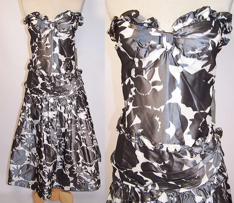 Vintage Nina Ricci Haute Boutique Paris Silk Taffeta Strapless Cocktail Dress