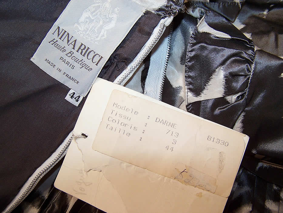 Vintage Nina Ricci Haute Boutique Paris Silk Taffeta Strapless Cocktail Dress 