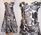 Vintage 1980s Nina Ricci Haute Boutique Paris Silk Taffeta Strapless Cocktail Dress