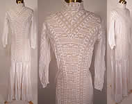 1900 Victorian High Collar White Cotton Batiste Lace Lawn Graduation Dress