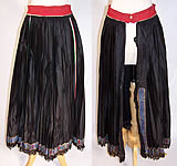 Vintage Czech Bohemia Folk Costume Black Pleated Brocade Ribbon Apron Skirt