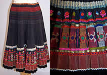 Vintage Early 1900s Slovak Czech Bohemia Folk Costume Pleated Embroidered Apron Skirt