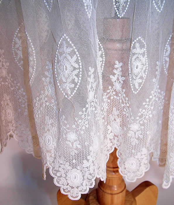 Vintage White Windowpane Check Net Lace Drop Waist Slip Dress 