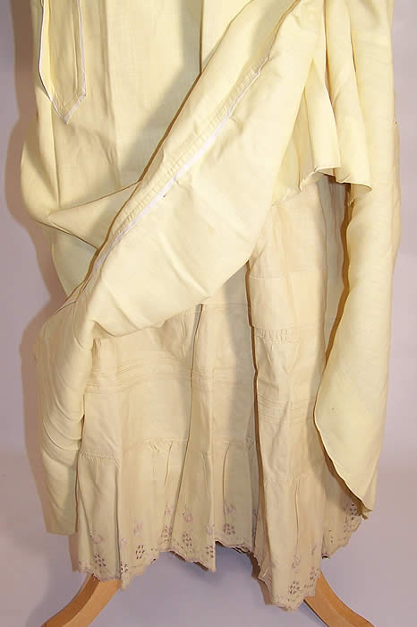 Edwardian Yellow & White Linen Blouse Skirt Petticoat 3 Piece Dress