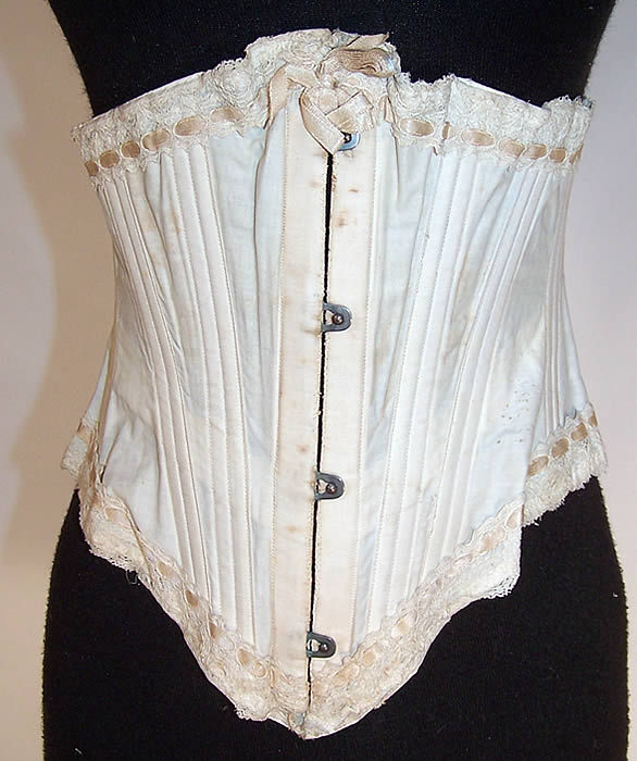 Victorian Her Majesty's Girdle White Cotton Lace Short Sporting Riding Corset
