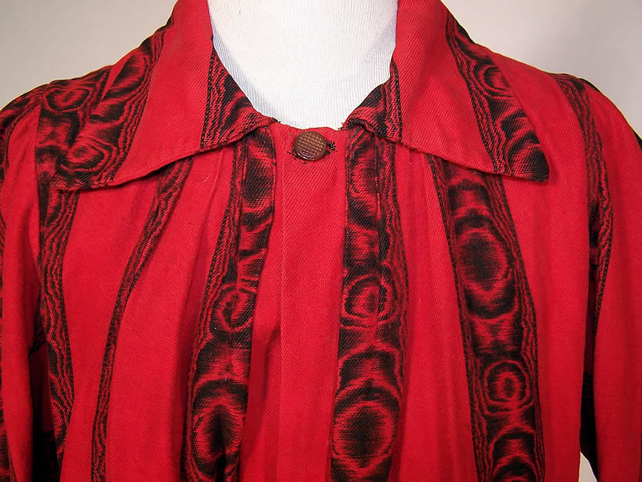 Victorian Red & Black Flannel Morning Robe Vest Bodice Bed Jacket